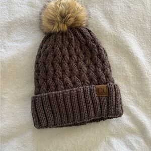 C.C Brown Knit Beanie Hat